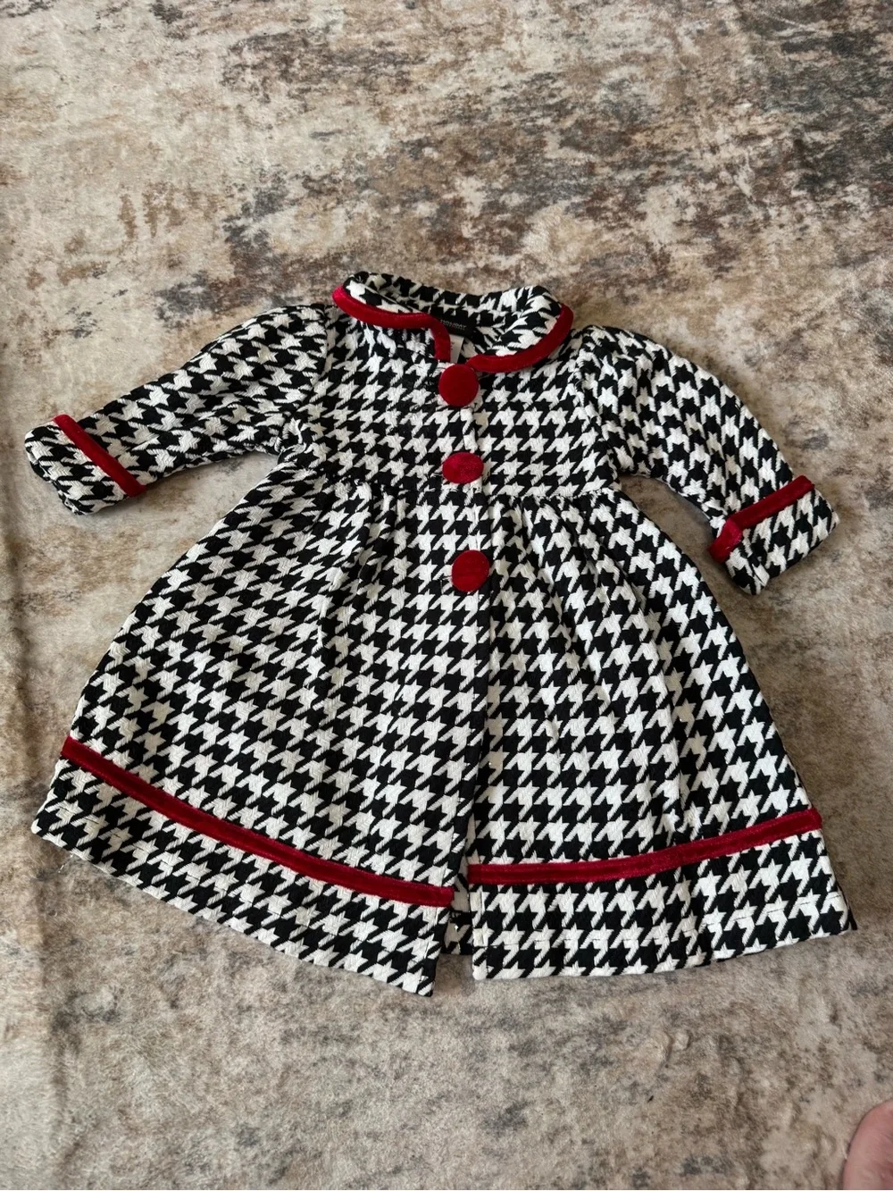 Holiday Editions Special Occasion B&W houndstooth glitter thread girl's coat 18m